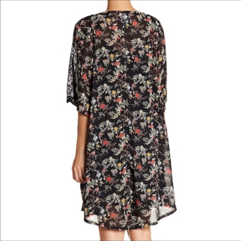 Sam Edelman Black Floral Lace Kimono Robe Sz S - Picture 5 of 7